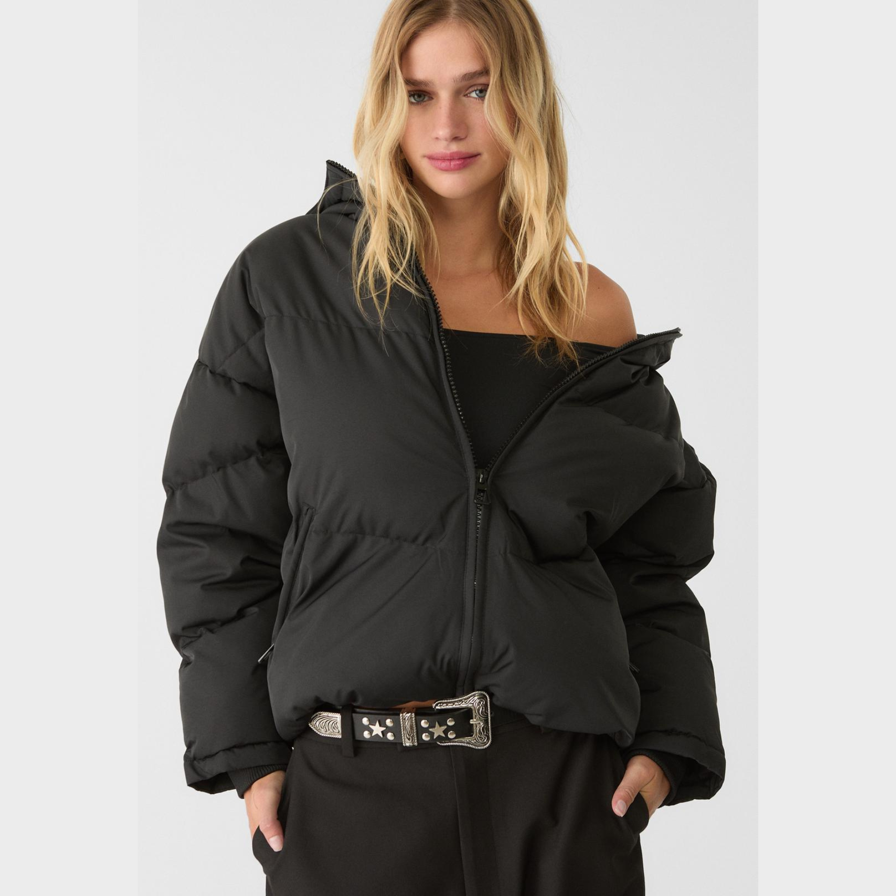 Blouson matelassé oversize à capuche